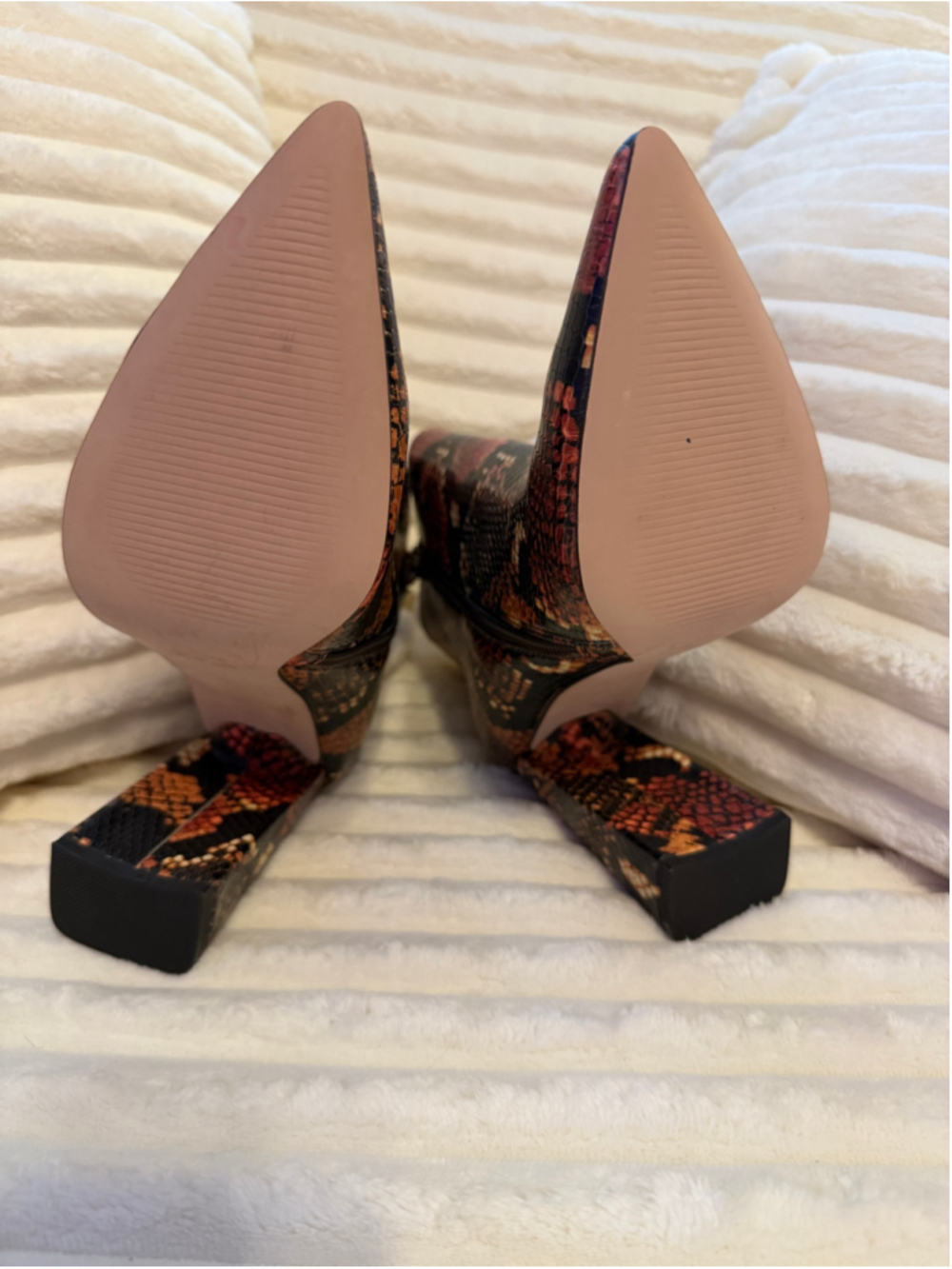 Women's Steve Madden Multi Color Snake Print Ankle Boots Size 6.5 Brown Black - Picture 5 of 7